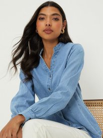 Buy MANGO Women Pure Cotton Oversized Denim Casual Shirt - Shirts
