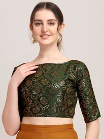 holly様 B2.5 Buy Oomph! Woven Design Boat Neck Zari Saree Blouse - Saree Blouse