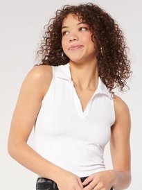 Awesome21 Women's Ribbed Sleeveless Crop Top - V Neck Collar Casual Shirt - View #7