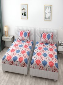 Buy DREAM WEAVERZ Purple & White Striped Cotton 220 TC King