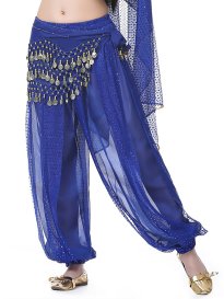 KKmeter Women's Belly Dance Pants Side Split Sequin Shiny Harem Arabian Dancing Performance Trousers (#Black, Onesize