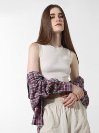 Buy ONLY Ribbed Sleeveless Knitted Crop Fitted Top - Tops for