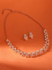 Buy AMI Rose Gold-Plated Cubic Zirconia-Studded Floral Jewellery