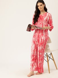 Buy Fasense Pink Polka Dot Print & Striped Lungi Night Suit - Night suits  for Women 1162352 | Myntra