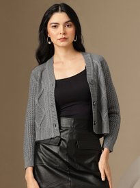 Buy The Roadster Lifestyle Cable Knit Woollen Crop Pullover