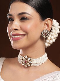 Buy AMI Rose Gold-Plated Cubic Zirconia-Studded Floral Jewellery