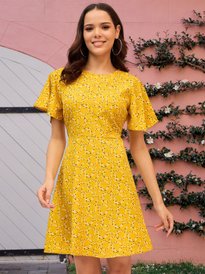 sachin and babi light blue dress Women lavender botanical floral printed flared western midi dress -  Meeranshi