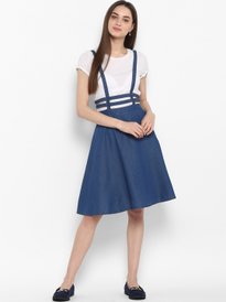Buy Tokyo Talkies Women Navy Blue Solid Denim Pinafore Dress - Dresses for  Women 10847900 | Myntra