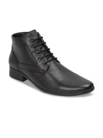 Buy Lee Cooper Men Black Solid Leather Mid Top Flat Boots Boots for Men 7442020 Myntra