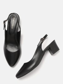 Buy MODARE Women Black Textured Block Heeled Pumps Heels for