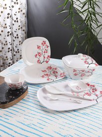 Buy Laopala White Blue Printed 21 Pieces Quadra Dinner Set - Main Image
