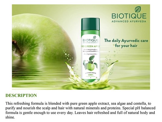Buy Biotique Green Apple Shine and Gloss Shampoo & Conditioner for
