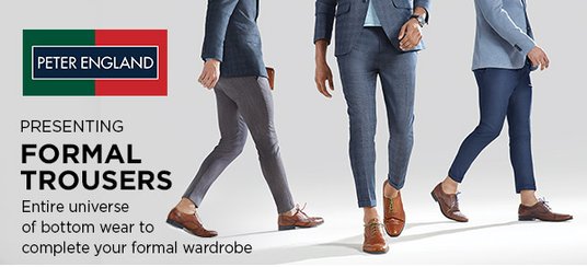 Buy Peter England Black Slim Formal Trousers Trousers for Men