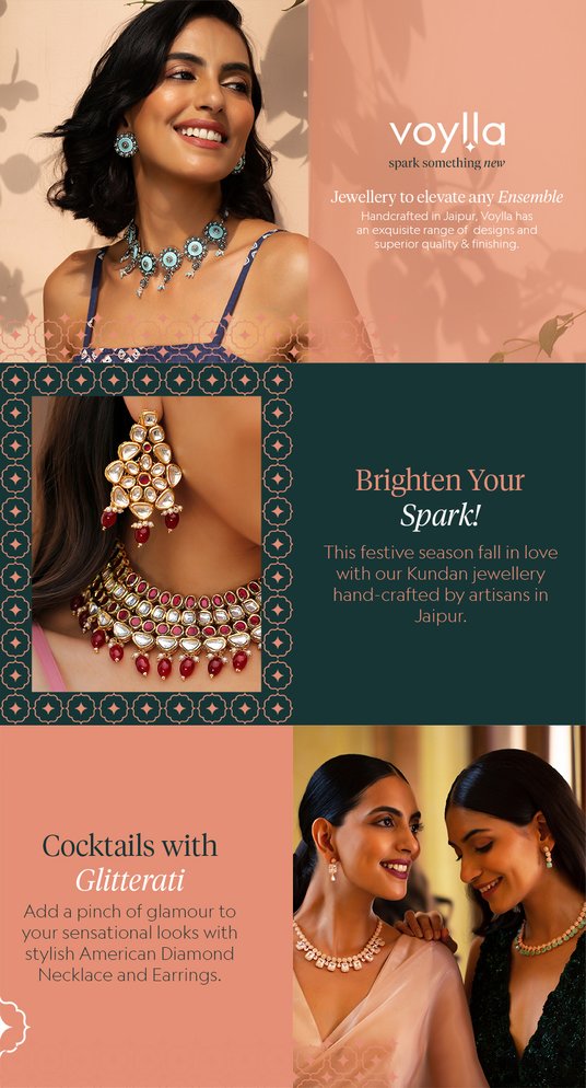 Buy Voylla Rose Gold-Plated American Diamond CZ Rose Necklace Set - Jewellery Set for Women 18055302 | Myntra