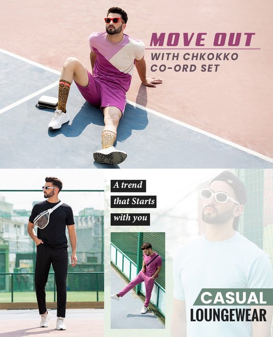 Buy CHKOKKO Men Magenta Casual Co-Ord Set - Co-Ords for Men