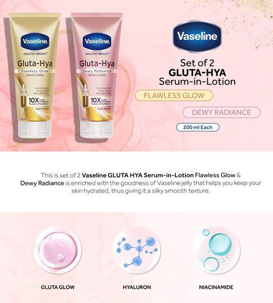 Buy Vaseline Set Of 2 Gluta Hya Serum-in-Lotion - Dewy Radiance