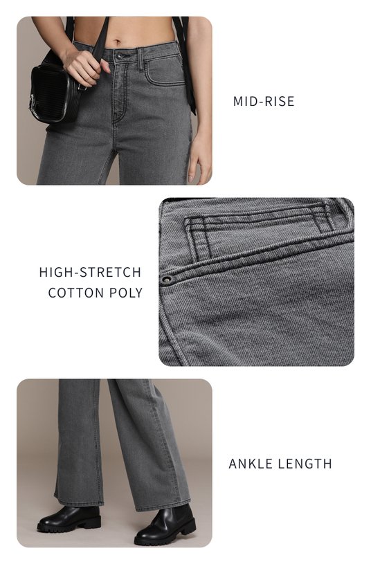 Buy The Roadster Life Co. Wide Leg Fit Light Fade Stretchable Mid