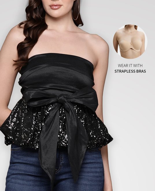 Buy bebe Future Glam Embellished Bow Detail Tube Top - Tops for