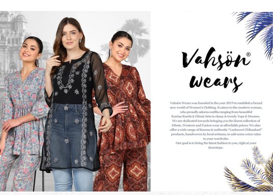 Buy VAHSON Floral Embroidered Chikankari Georgette Kurta Kurtas