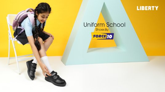Buy Liberty Force 10 Kids Black Lacing School Shoes Casual Shoes - Main Image