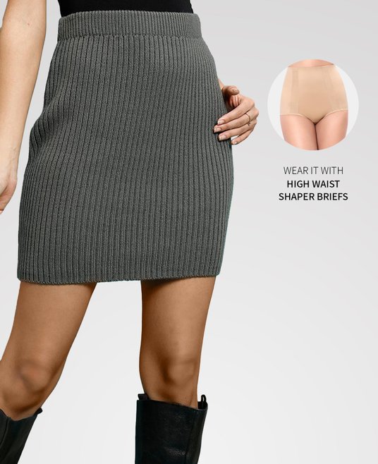 Buy Tokyo Talkies Grey Self-Designed Acrylic Pencil Mini Skirt