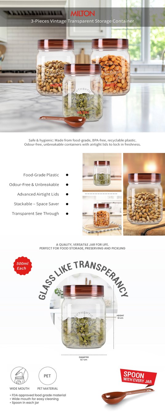 Buy Milton Vintage Pet Pieces Transparent Air Tight Jar Storage