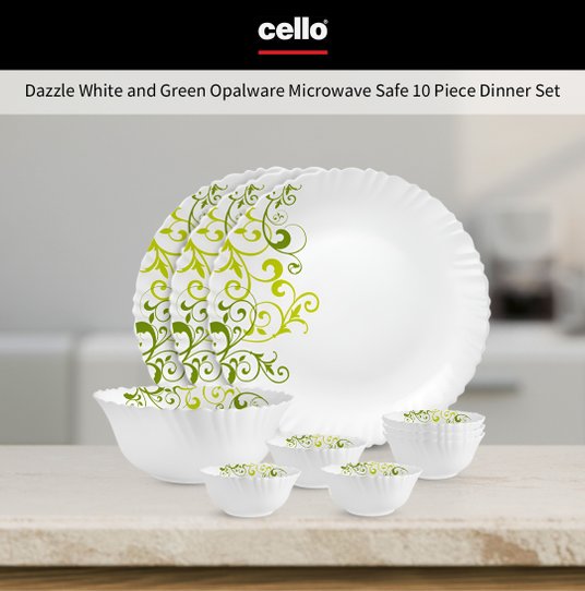 Buy Cello Dazzle Series White Floral Opalware Dishwasher and