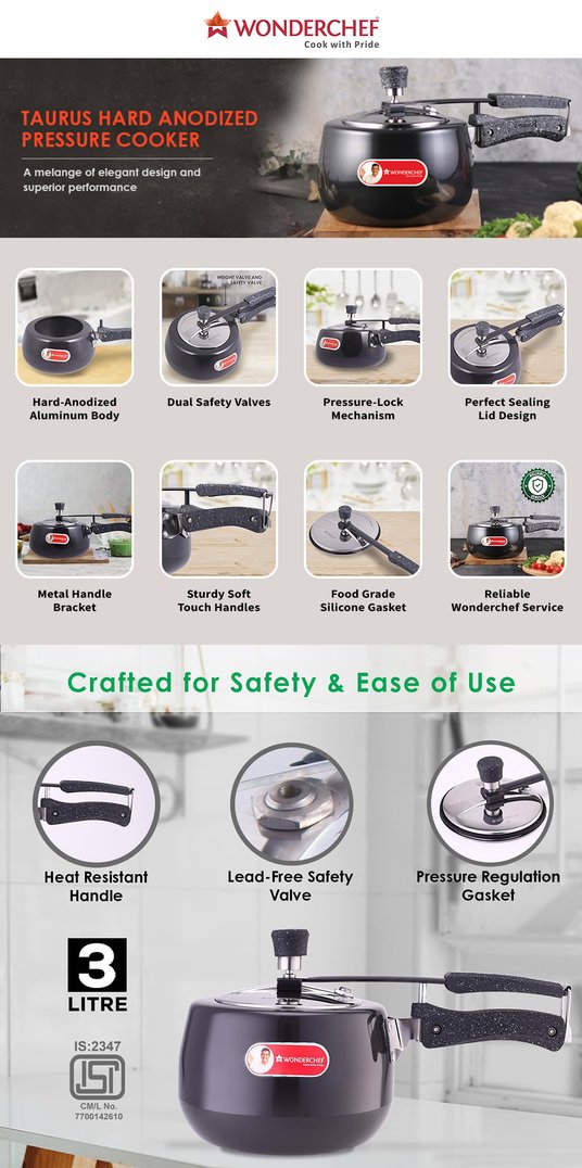 Buy Wonderchef Taurus Black Aluminium Induction Base Inner Lid