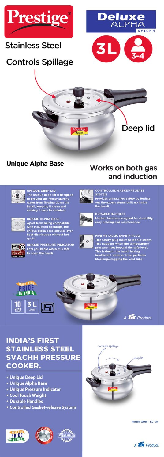 Buy Prestige Deluxe Alpha Svachh Silver Stainless Steel Spillage