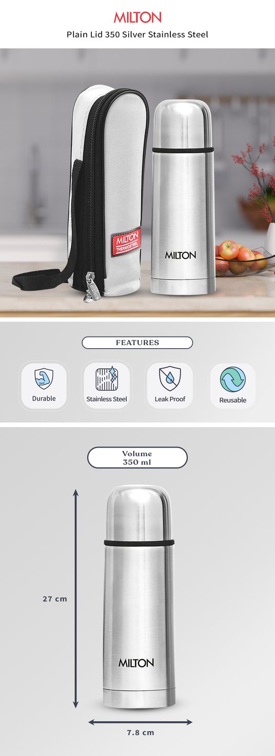 Buy Milton Plain Lid 350 Silver Stainless Steel Double Wall Vacuum