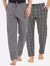Men Pack Of 2 Super Combed Cotton Lounge Pants