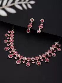 Women Gold-Plated Studded Jewellery Set