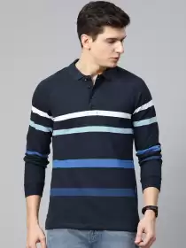 Striped Polo Collar T-shirt