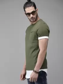 Self Design Round Neck Pure Cotton T-shirt