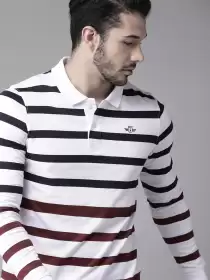 Striped Polo Collar T-shirt