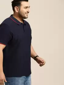Plus Size Self Design Polo Collar T-shirt