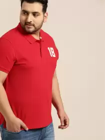 Plus Size Solid Polo Collar T-shirt