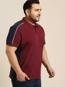 Plus Size Solid Polo Collar T-shirt