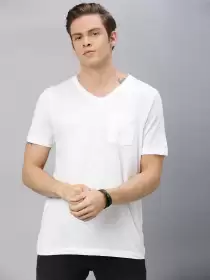 Solid V-Neck Pure Cotton T-shirt