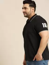Plus Size Solid Polo Collar T-shirt
