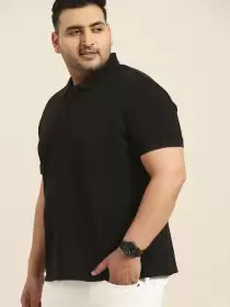 Plus Size Printed Polo Collar Pure Cotton T-shirt