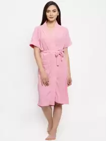 Women Solid Bath Robe