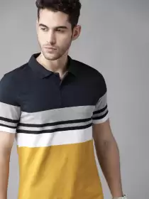 Striped Polo Collar T-shirt