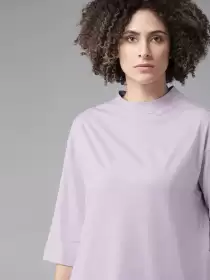 Women High Neck Cotton Pure Cotton T-shirt