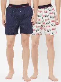 Men Pack Of 2 Printed Pure Cotton Boxers