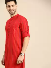 Men Striped Pure Cotton Kurta