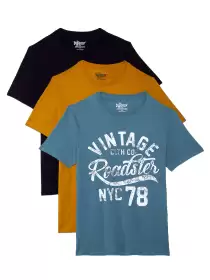 Men 3 Cotton Printed T-Shirt