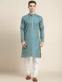 Men Jacquard Silk Kurta