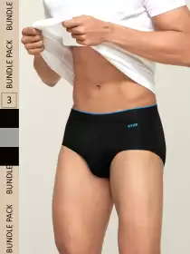 Men Pack Of 3 Solid IntelliSoft Antimicrobial Basic Briefs