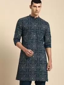 Men Printed Kurta with Pyjamas